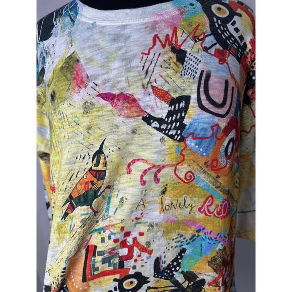 Inoah Size Large Abstract Art Dress Birds Contemporary Modernist Pop Art Granny - Picture 4 of 14
